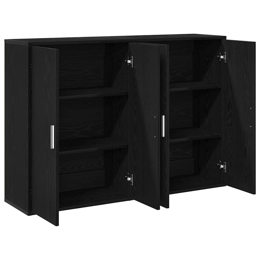 Dressoir 2 pcs Zwart Eiken 60 x 31 x 84 cm Bewerkt hout