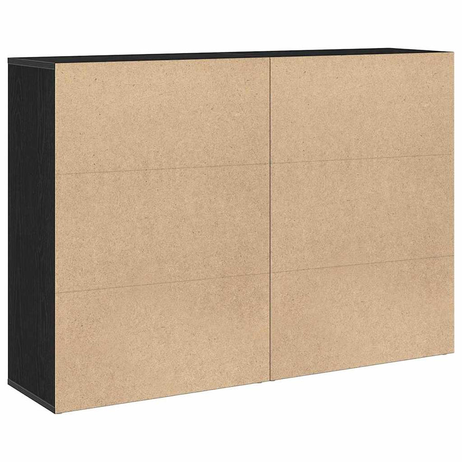 Dressoir 2 pcs Zwart Eiken 60 x 31 x 84 cm Bewerkt hout