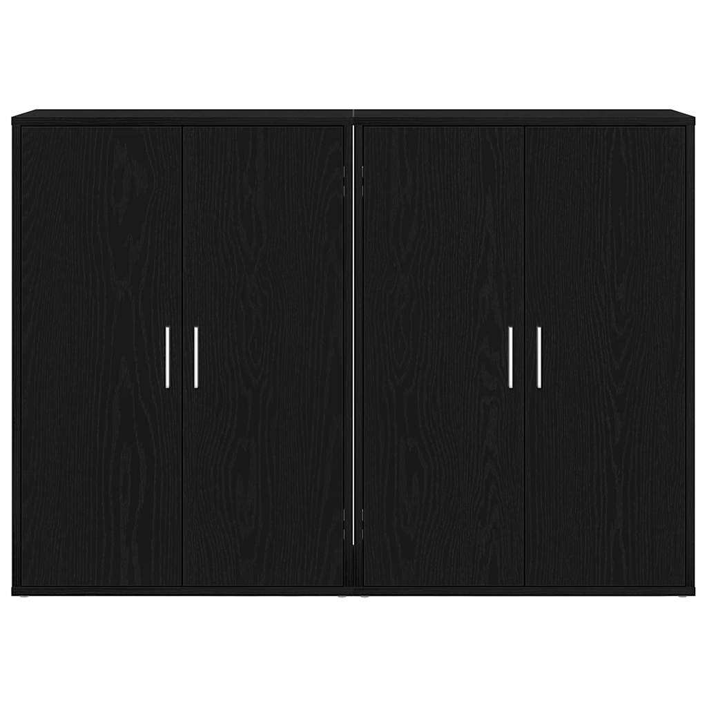 Dressoir 2 pcs Zwart Eiken 60 x 31 x 84 cm Bewerkt hout
