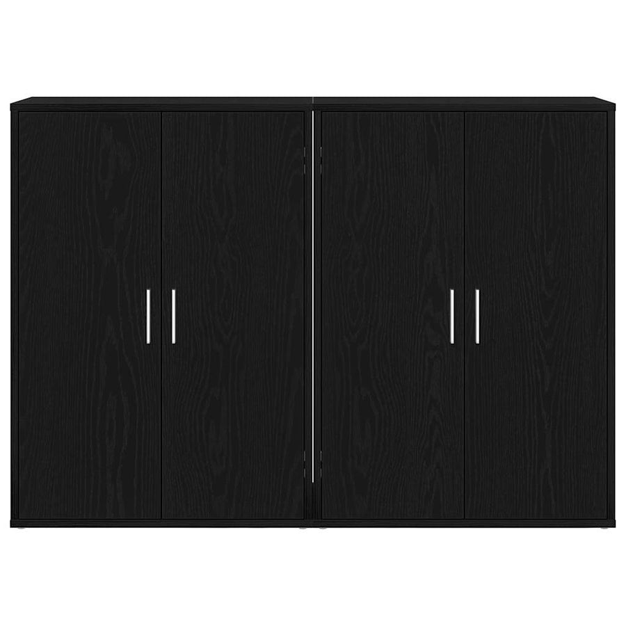 Dressoir 2 pcs Zwart Eiken 60 x 31 x 84 cm Bewerkt hout