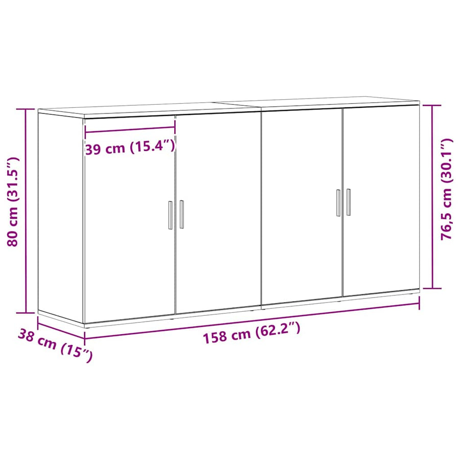 Dressoir 2 pcs Artisan Eiken 79 x 38 x 80 cm Bewerkt hout