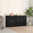 Dressoir 2 pcs Zwart Eiken 79 x 38 x 80 cm Bewerkt hout