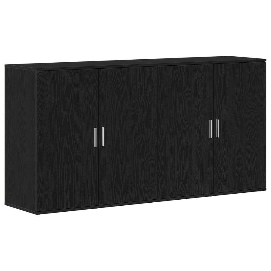 Dressoir 2 pcs Zwart Eiken 79 x 38 x 80 cm Bewerkt hout