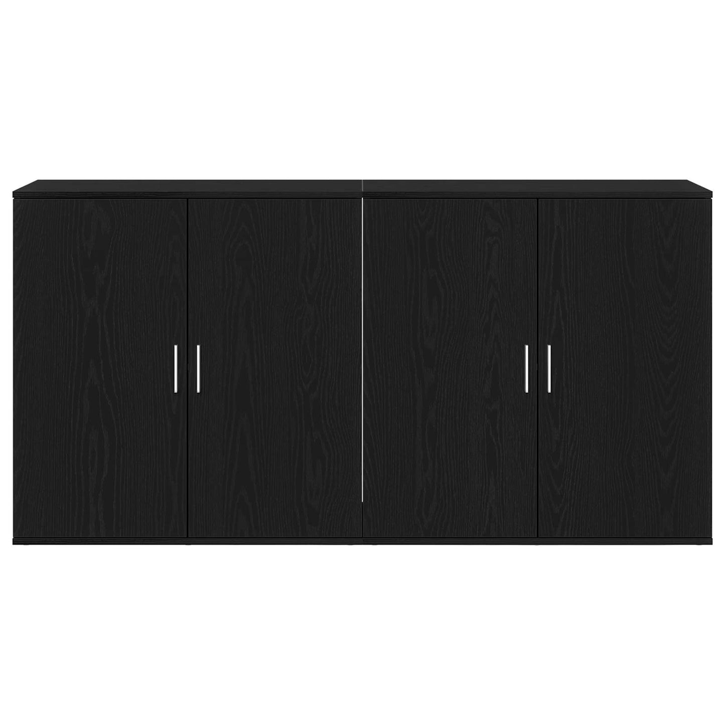 Dressoir 2 pcs Zwart Eiken 79 x 38 x 80 cm Bewerkt hout