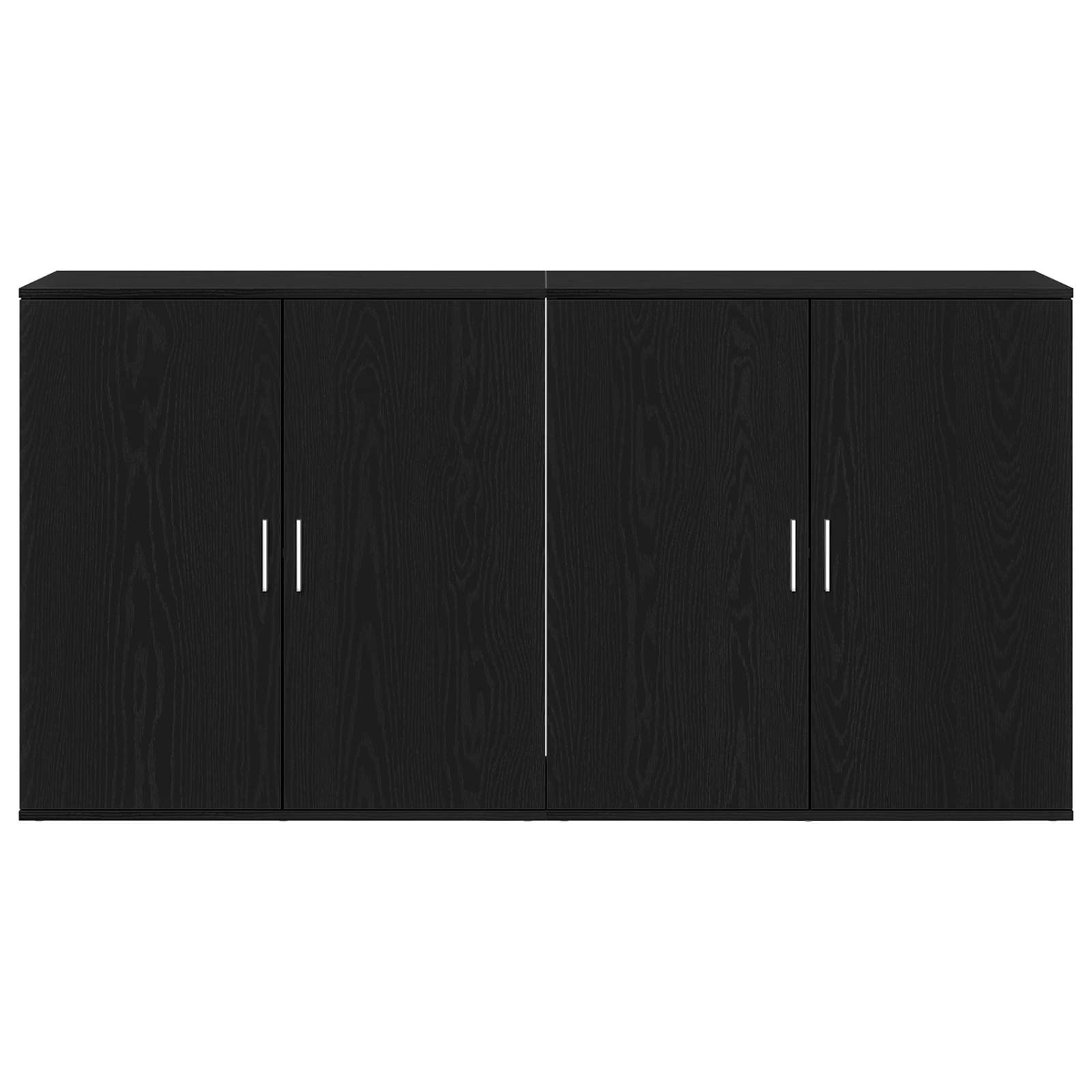 Dressoir 2 pcs Zwart Eiken 79 x 38 x 80 cm Bewerkt hout