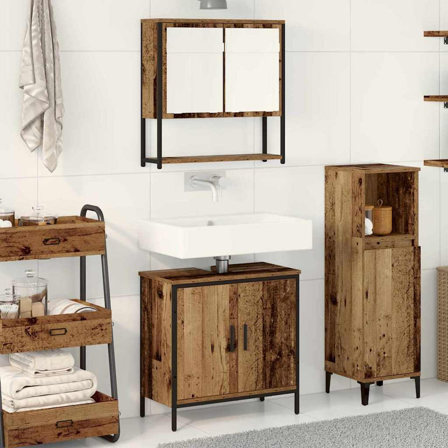 2-Delige Badkamermeubelset Gefabriceerd Hout Oud hout