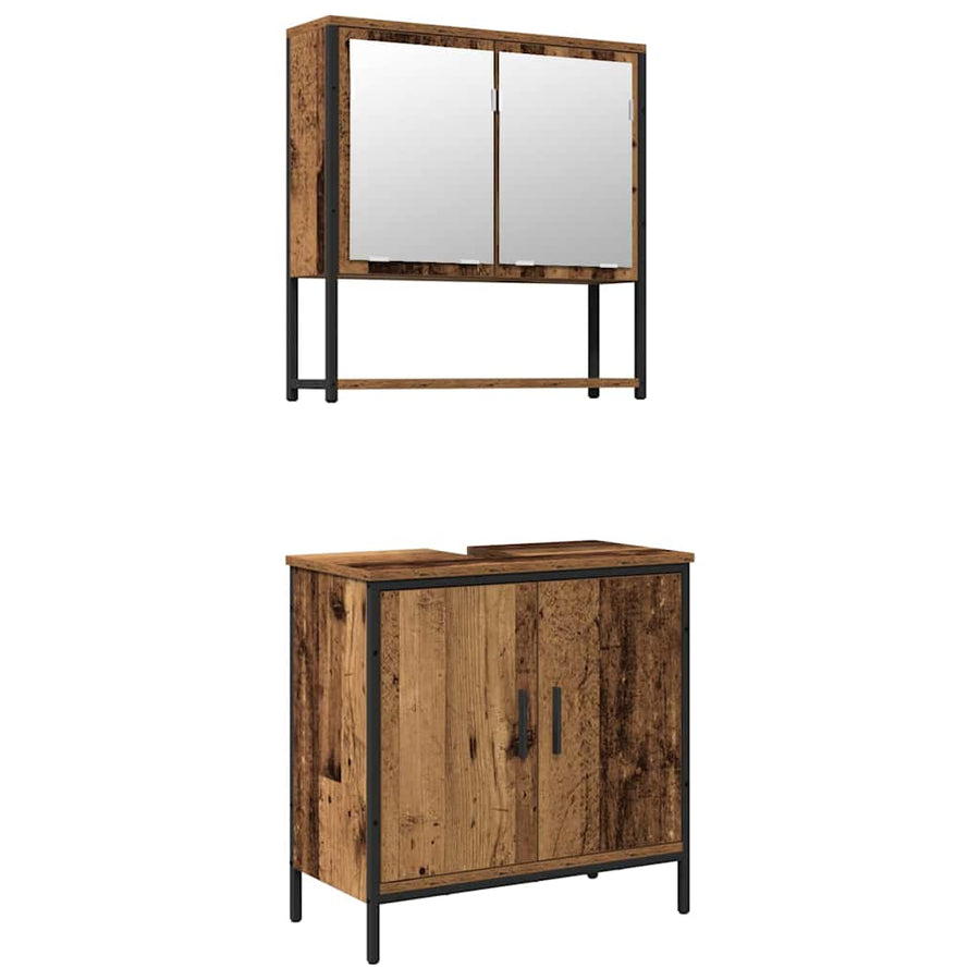 2-Delige Badkamermeubelset Gefabriceerd Hout Oud hout