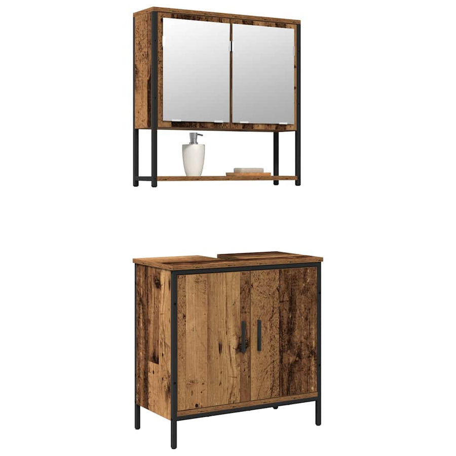 2-Delige Badkamermeubelset Gefabriceerd Hout Oud hout