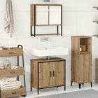 Bathroom furniture set with shelf with storage 2 pcs Brown Engineered wood