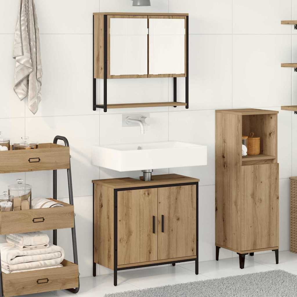 2-Delige Badkamermeubelset Artisan Eiken Engineered Wood artisanaal eikenkleurig