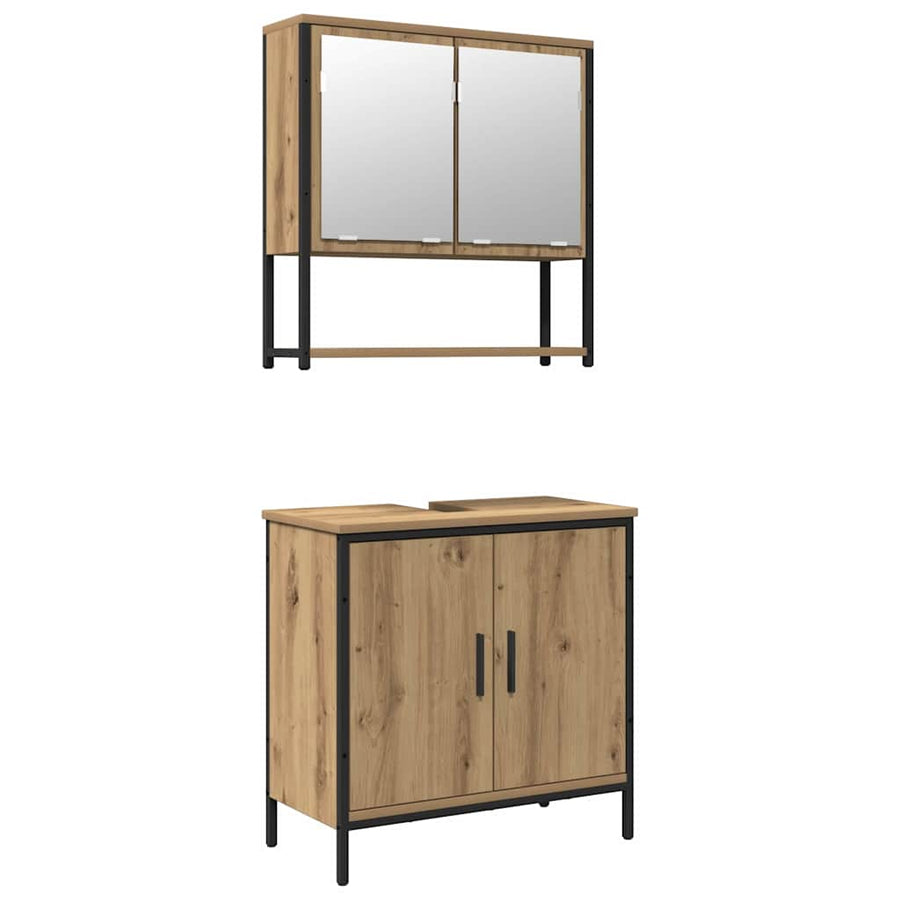 2-Delige Badkamermeubelset Artisan Eiken Engineered Wood artisanaal eikenkleurig