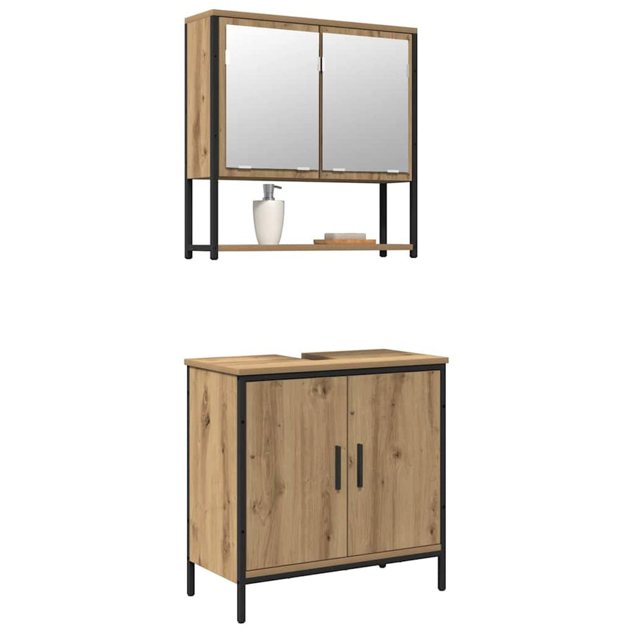 2-Delige Badkamermeubelset Artisan Eiken Engineered Wood artisanaal eikenkleurig