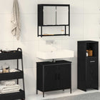 Bathroom Furniture Set with Shelf with Storage 2 pcs Black Engineered Wood