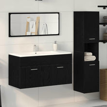 3-Delige Badkamermeubelset Zwarte Eik Gefabriceerd Hout 90 x 38.5 x 46 cm Zwart eiken