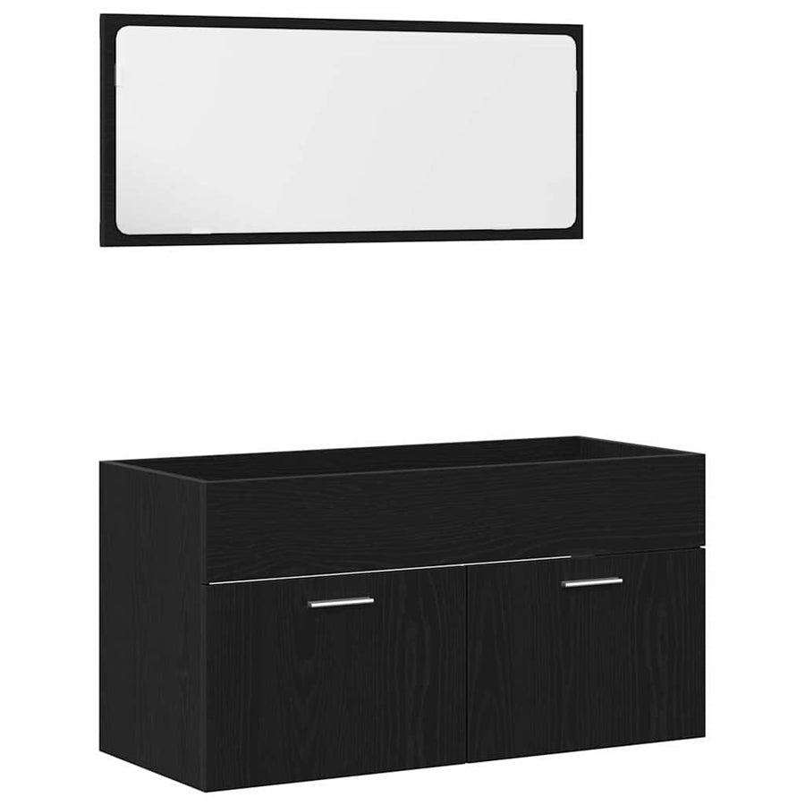3-Delige Badkamermeubelset Zwarte Eik Gefabriceerd Hout 90 x 38.5 x 46 cm Zwart eiken