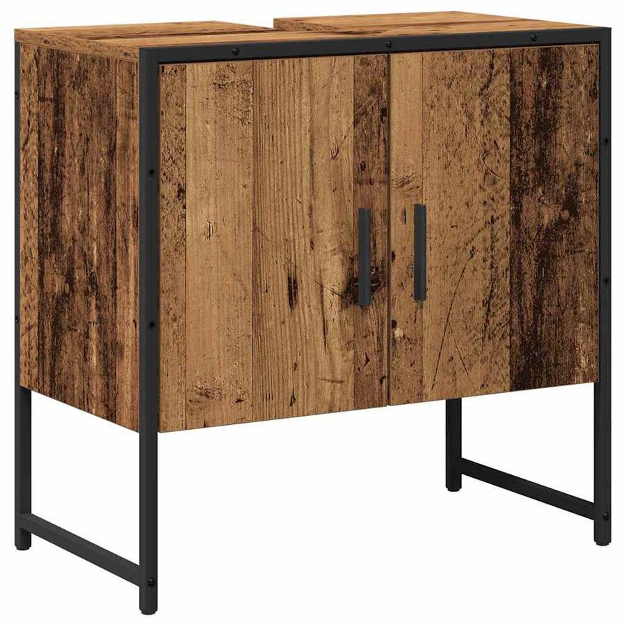 Badkamermeubelset Wandgemonteerd 2 pcs Bruin Bewerkt hout