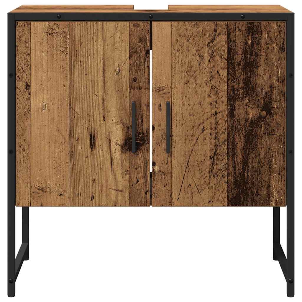 Badkamermeubelset Wandgemonteerd 2 pcs Bruin Bewerkt hout
