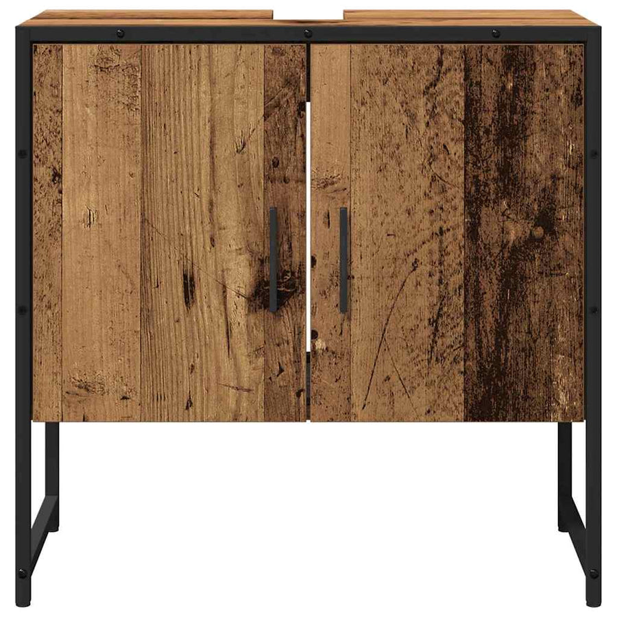 Badkamermeubelset Wandgemonteerd 2 pcs Bruin Bewerkt hout