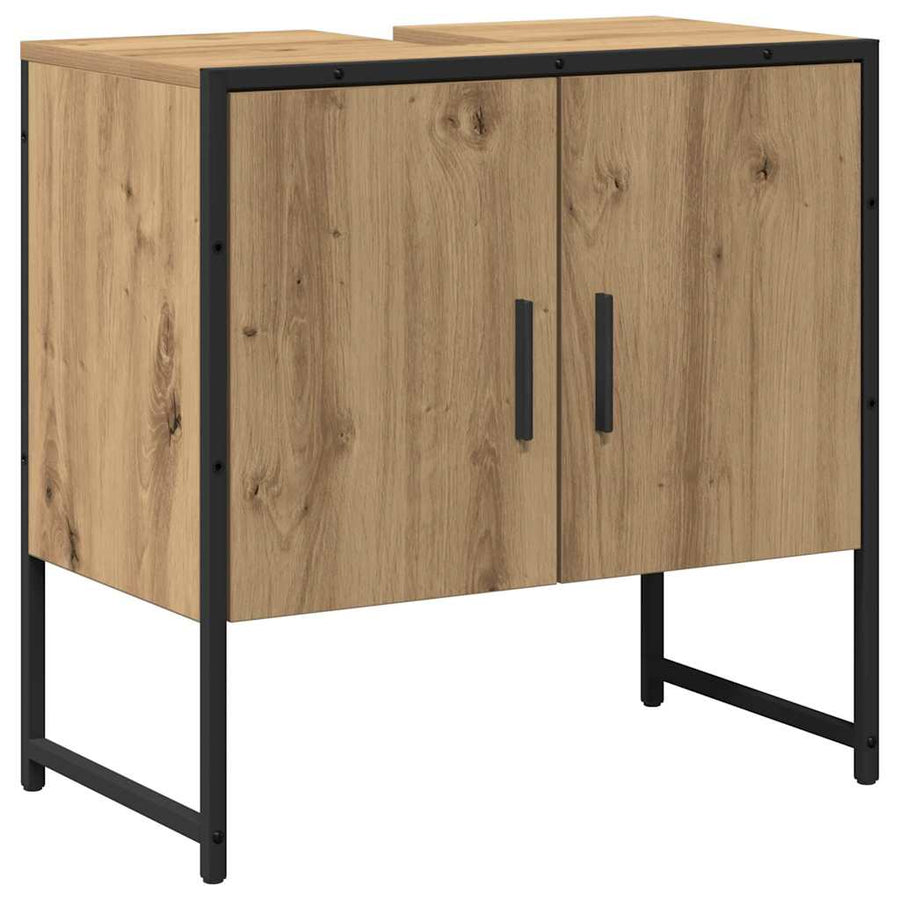 Badkamermeubelset Wandgemonteerd 2 pcs Bruin Bewerkt hout