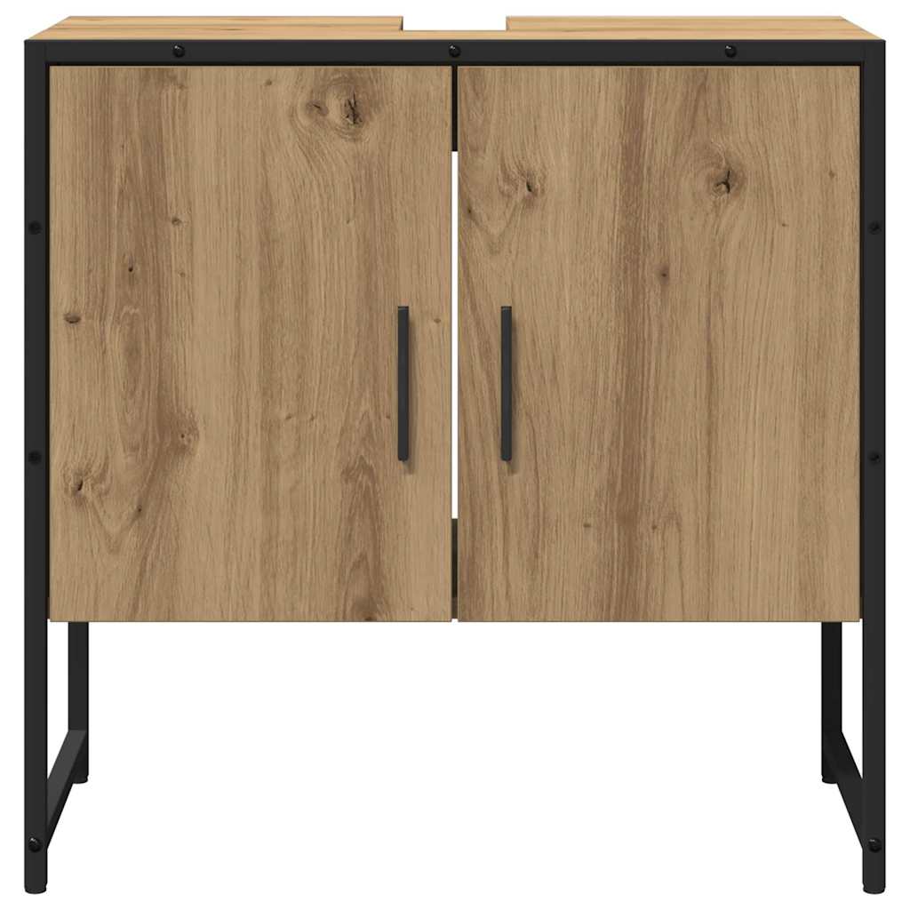 Badkamermeubelset Wandgemonteerd 2 pcs Bruin Bewerkt hout