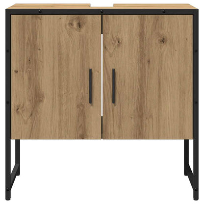Badkamermeubelset Wandgemonteerd 2 pcs Bruin Bewerkt hout