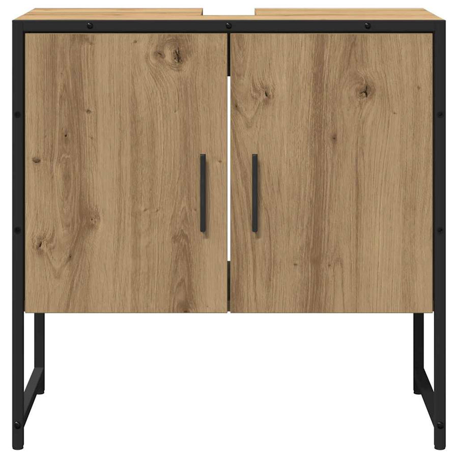 Badkamermeubelset Wandgemonteerd 2 pcs Bruin Bewerkt hout