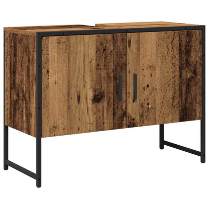 Badkamermeubelset Wandgemonteerd 2 pcs Bruin Bewerkt hout