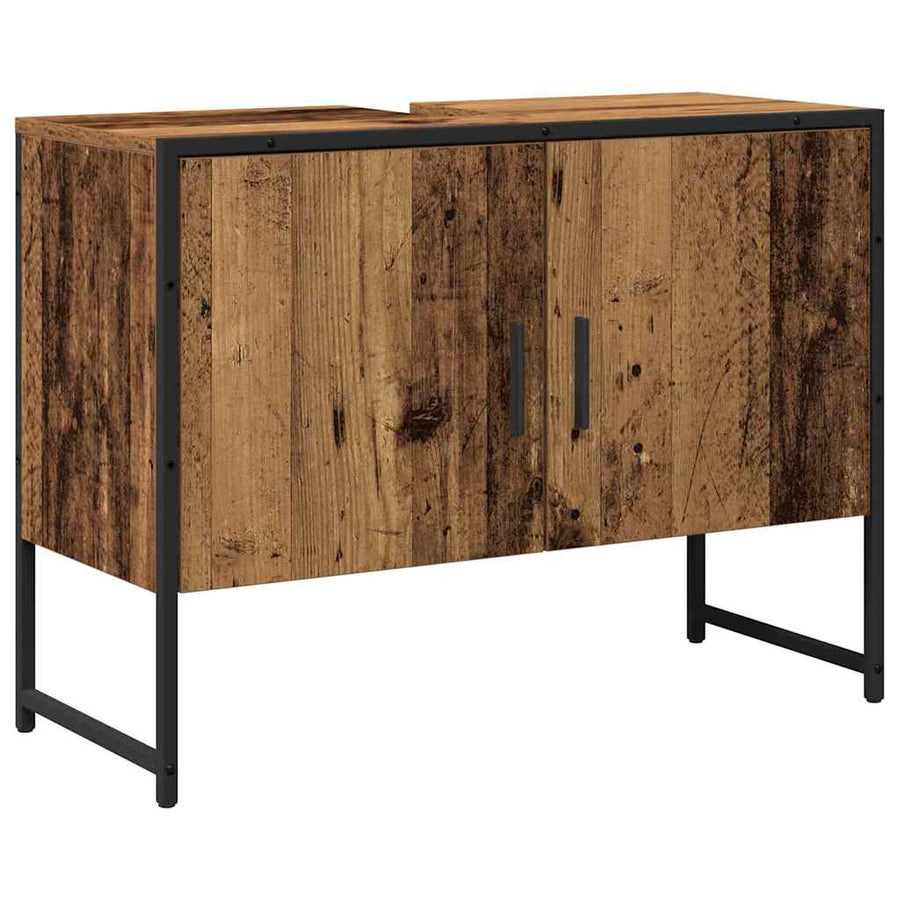 Badkamermeubelset Wandgemonteerd 2 pcs Bruin Bewerkt hout