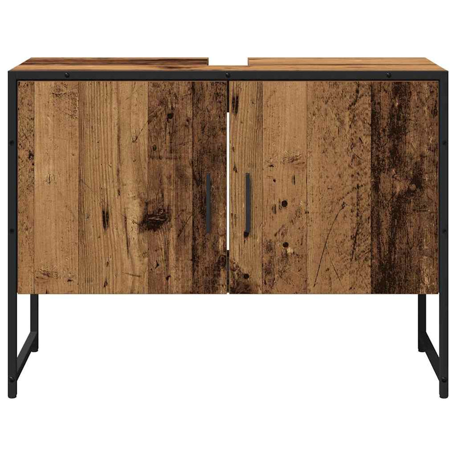 Badkamermeubelset Wandgemonteerd 2 pcs Bruin Bewerkt hout