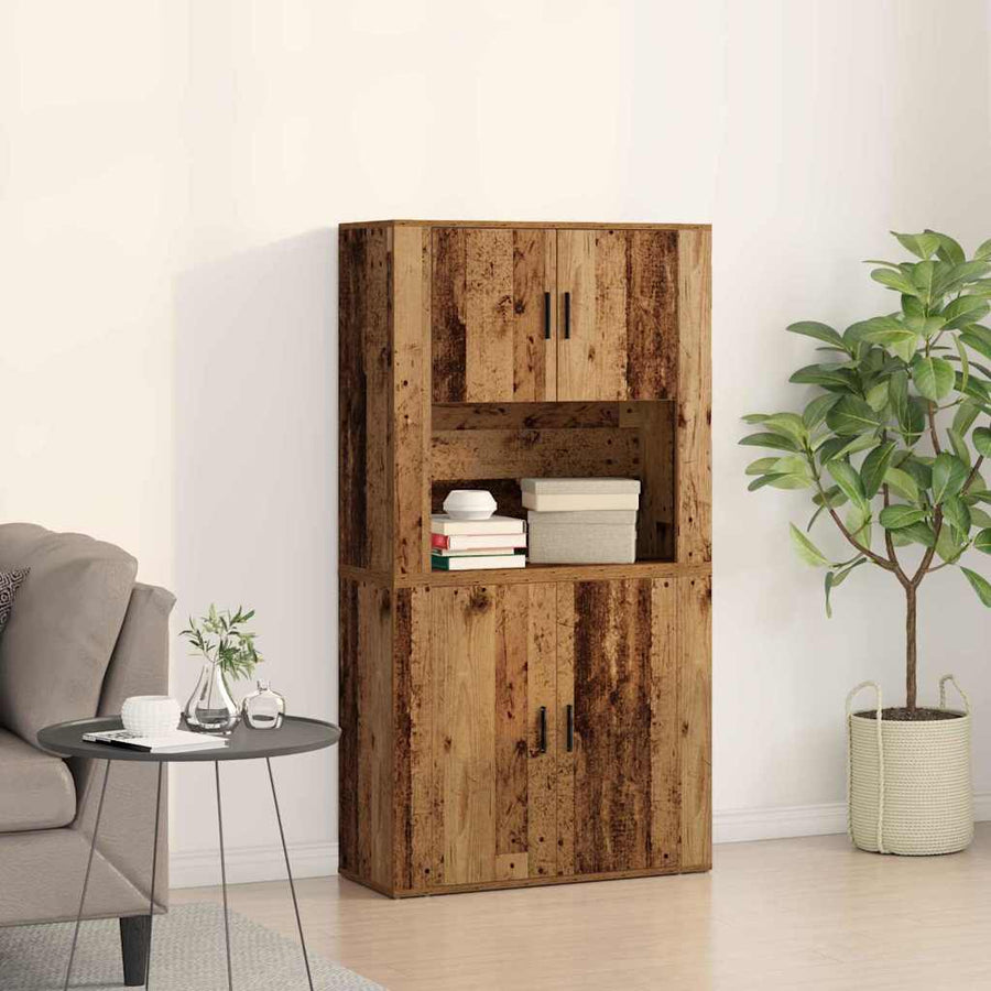 Hoge kast Oudhout 80 x 33 x 150 cm Bewerkt hout