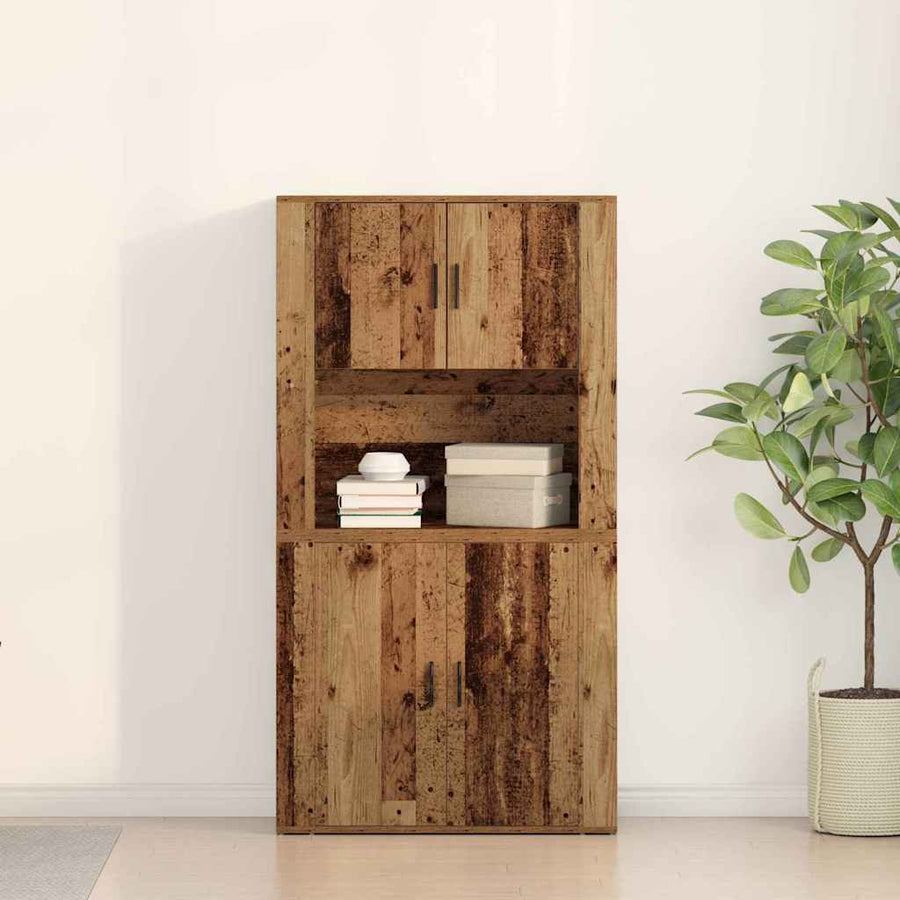 Hoge kast Oudhout 80 x 33 x 150 cm Bewerkt hout