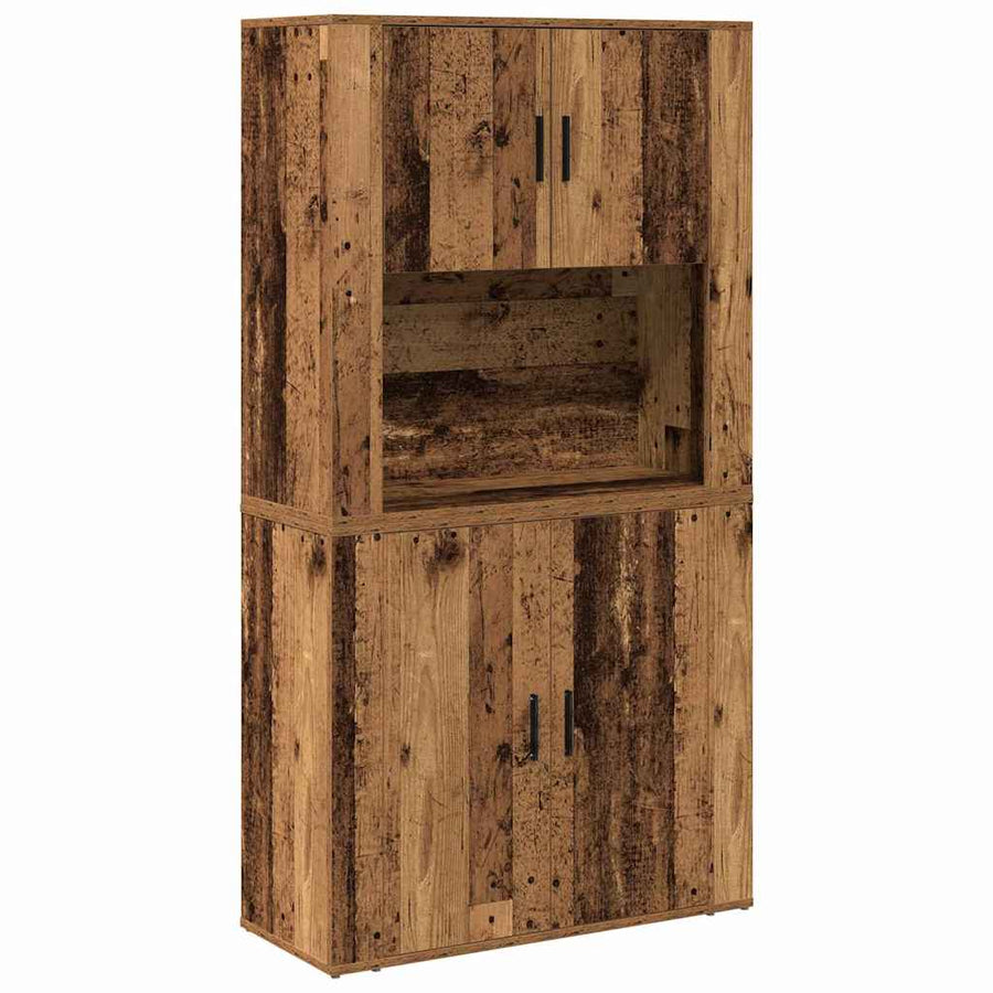 Hoge kast Oudhout 80 x 33 x 150 cm Bewerkt hout