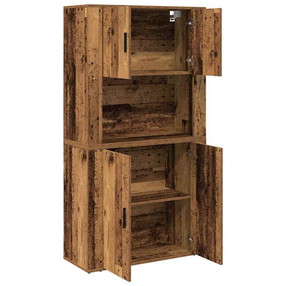 Hoge kast Oudhout 80 x 33 x 150 cm Bewerkt hout