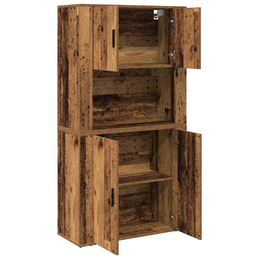 Hoge kast Oudhout 80 x 33 x 150 cm Bewerkt hout