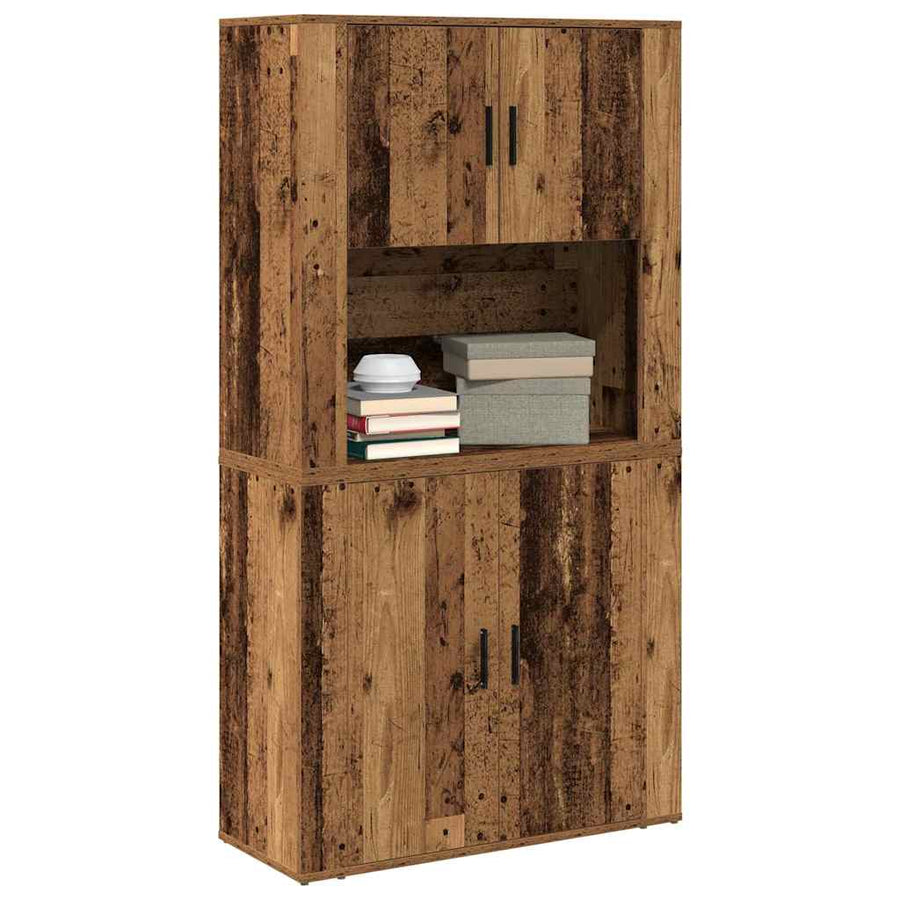 Hoge kast Oudhout 80 x 33 x 150 cm Bewerkt hout