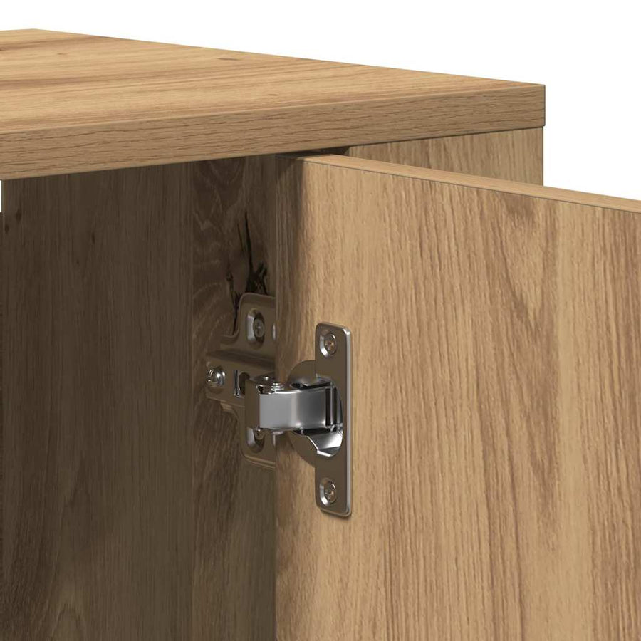 Highboard artisanaal eikenkleurig 80 x 33 x 150 cm Bewerkt hout