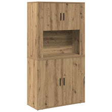 Highboard artisanaal eikenkleurig 80 x 33 x 150 cm Bewerkt hout