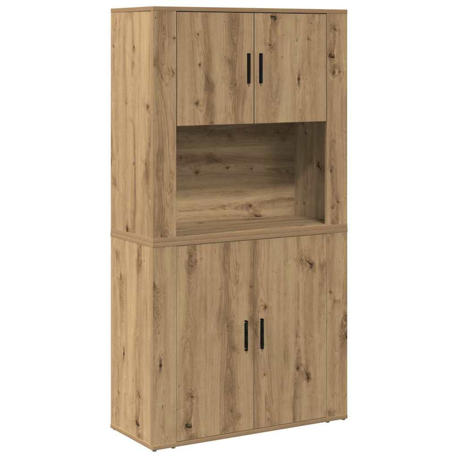 Highboard artisanaal eikenkleurig 80 x 33 x 150 cm Bewerkt hout