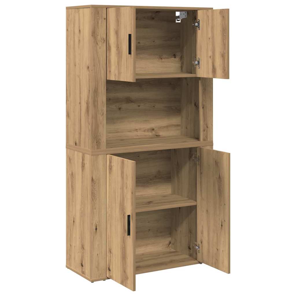 Highboard artisanaal eikenkleurig 80 x 33 x 150 cm Bewerkt hout