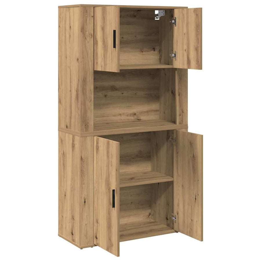 Highboard artisanaal eikenkleurig 80 x 33 x 150 cm Bewerkt hout