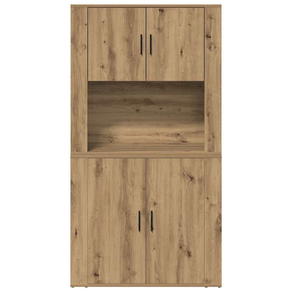 Highboard artisanaal eikenkleurig 80 x 33 x 150 cm Bewerkt hout