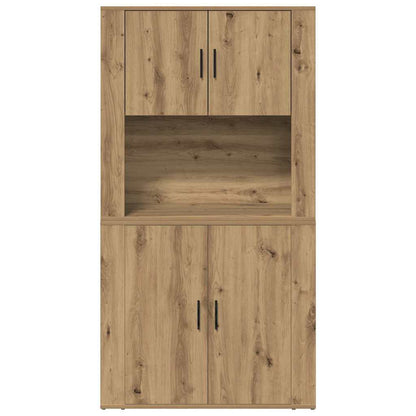 Highboard artisanaal eikenkleurig 80 x 33 x 150 cm Bewerkt hout