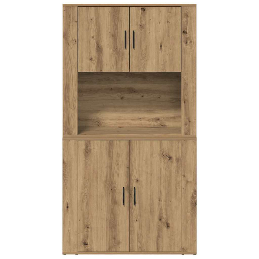 Highboard artisanaal eikenkleurig 80 x 33 x 150 cm Bewerkt hout