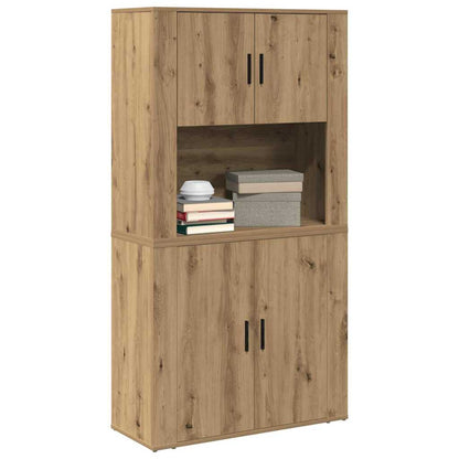 Highboard artisanaal eikenkleurig 80 x 33 x 150 cm Bewerkt hout