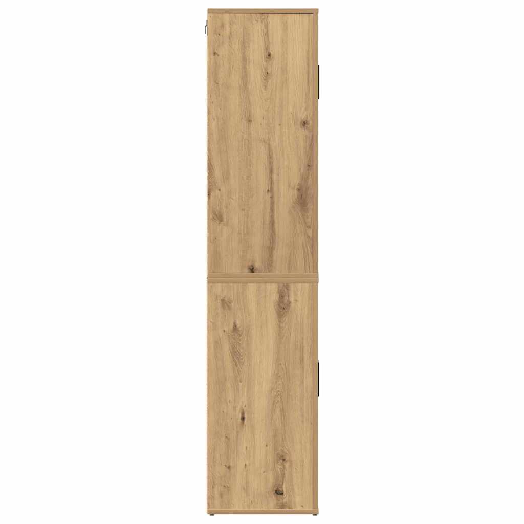 Highboard artisanaal eikenkleurig 80 x 33 x 150 cm Bewerkt hout
