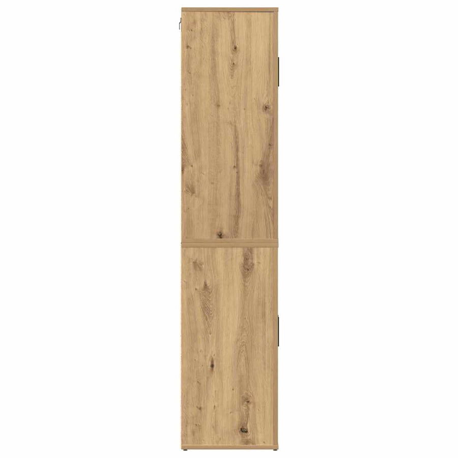 Highboard artisanaal eikenkleurig 80 x 33 x 150 cm Bewerkt hout