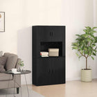 Highboard Black Oak 80 x 33 x 150 cm Engineered Wood