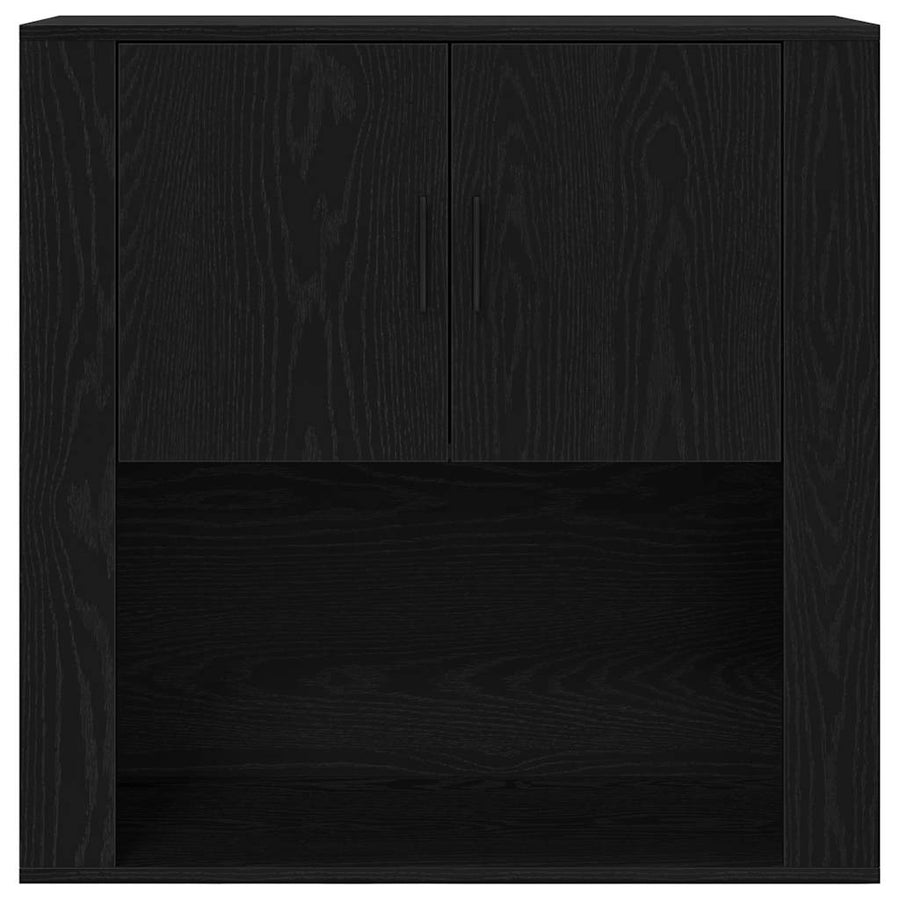 Hoge kast Zwart Eiken 80 x 33 x 150 cm Bewerkt hout