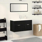 Bathroom Cabinet Set Wall-mounted 3 pcs Black Sonoma Oak