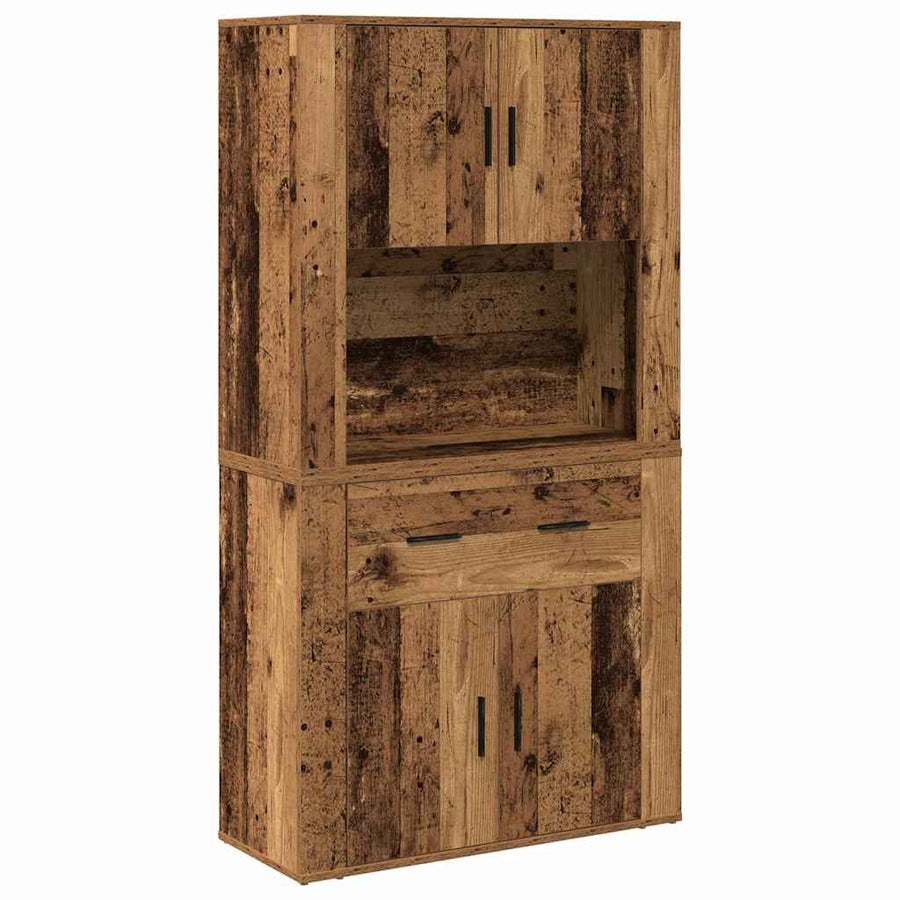 Highboard met lade Oud hout 80 x 33 x 150 cm Bewerkt hout